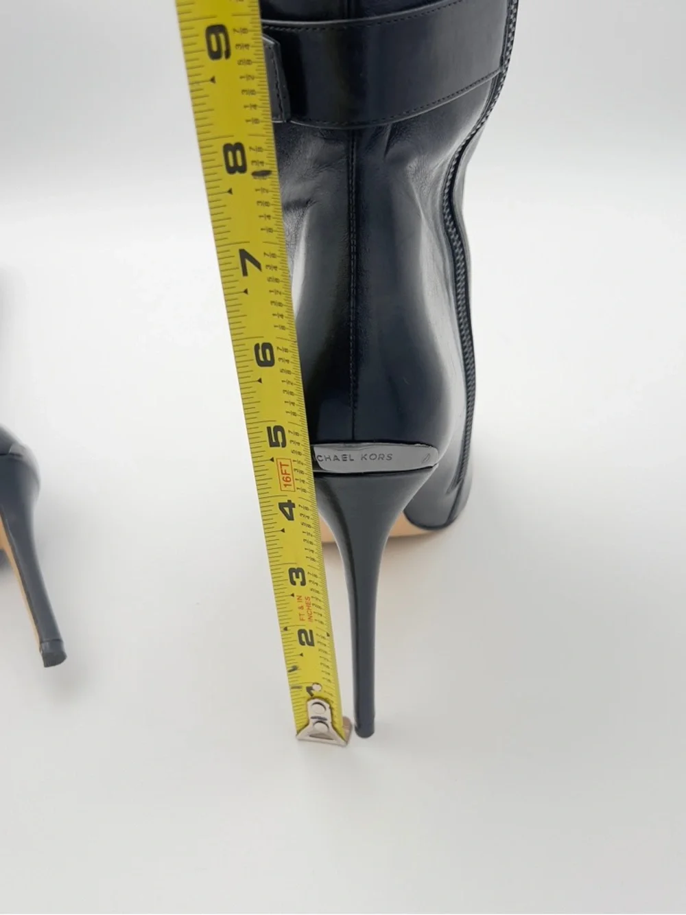 Michael Kors Black Leather‎ Over-the-Knee Stiletto Boots with Buckle